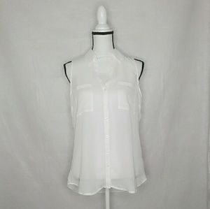 Express White Sheer Collar Button Up Top M